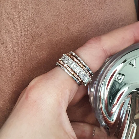 Super Pretty Rose Gold / Gold & Silver Set Rings - Picture 4 of 7